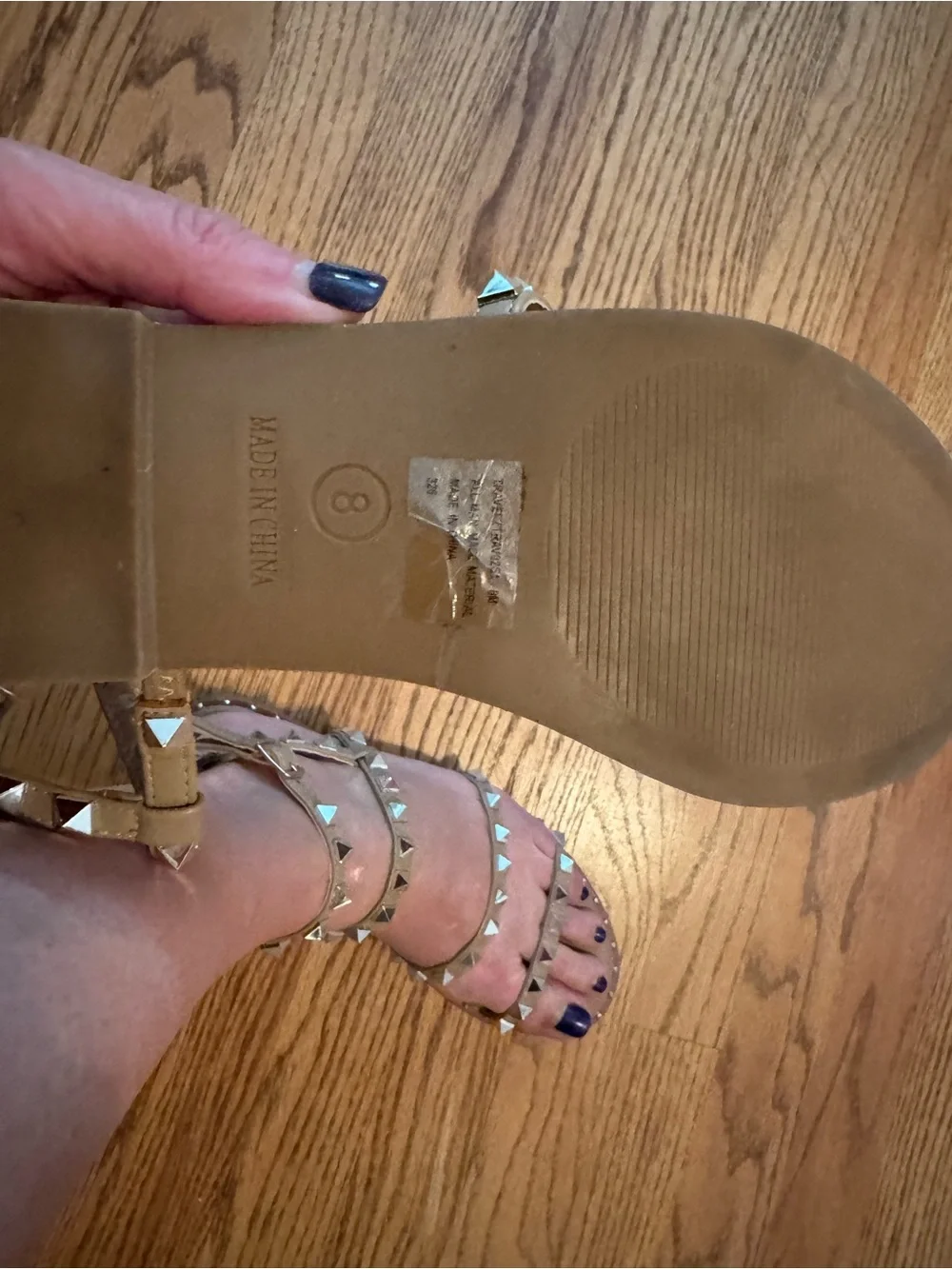 Steve Madden Studded Taupe Strappy Women's Sandals-size 8